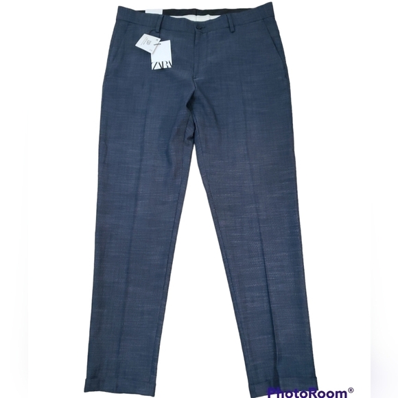 Zara~Men's Size 32 (35×29)~Gray Dress Pants Wrinkle Recovery, Relax Fit Stretch - Picture 2 of 14